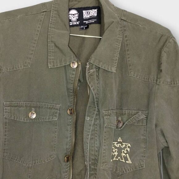 Jinx Blizzard Jacket Sz Small Entertainment Collared Utility Military Green - Picture 5 of 11